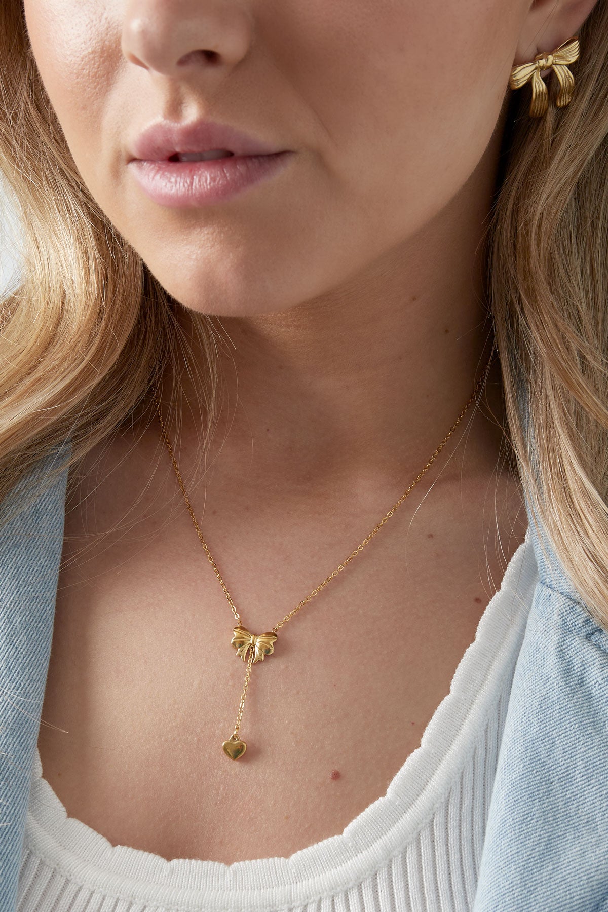 Coquette Charm Necklace – Bow & Heart
