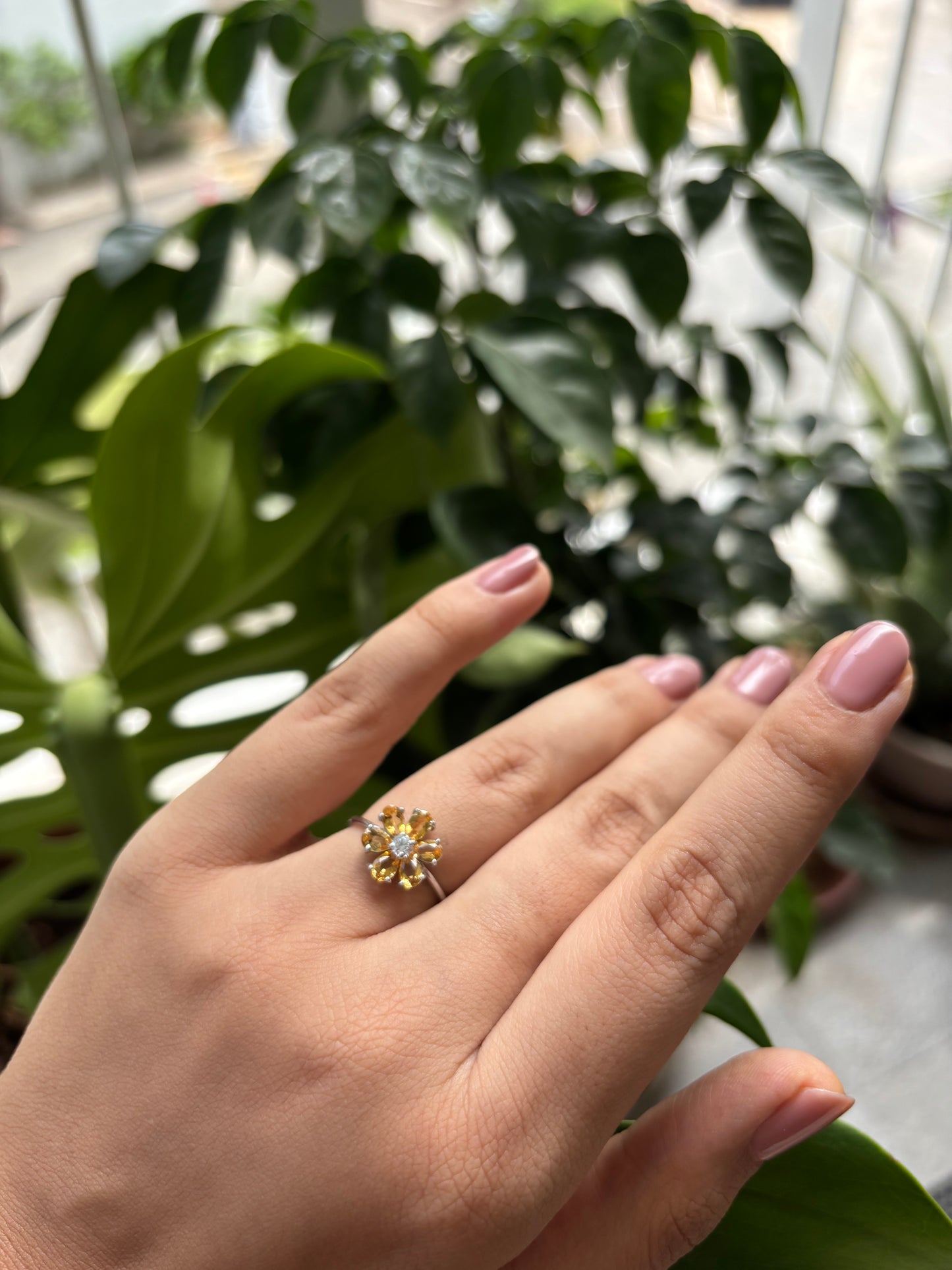 Solara Bloom Ring – Sterling Silver & Citrine