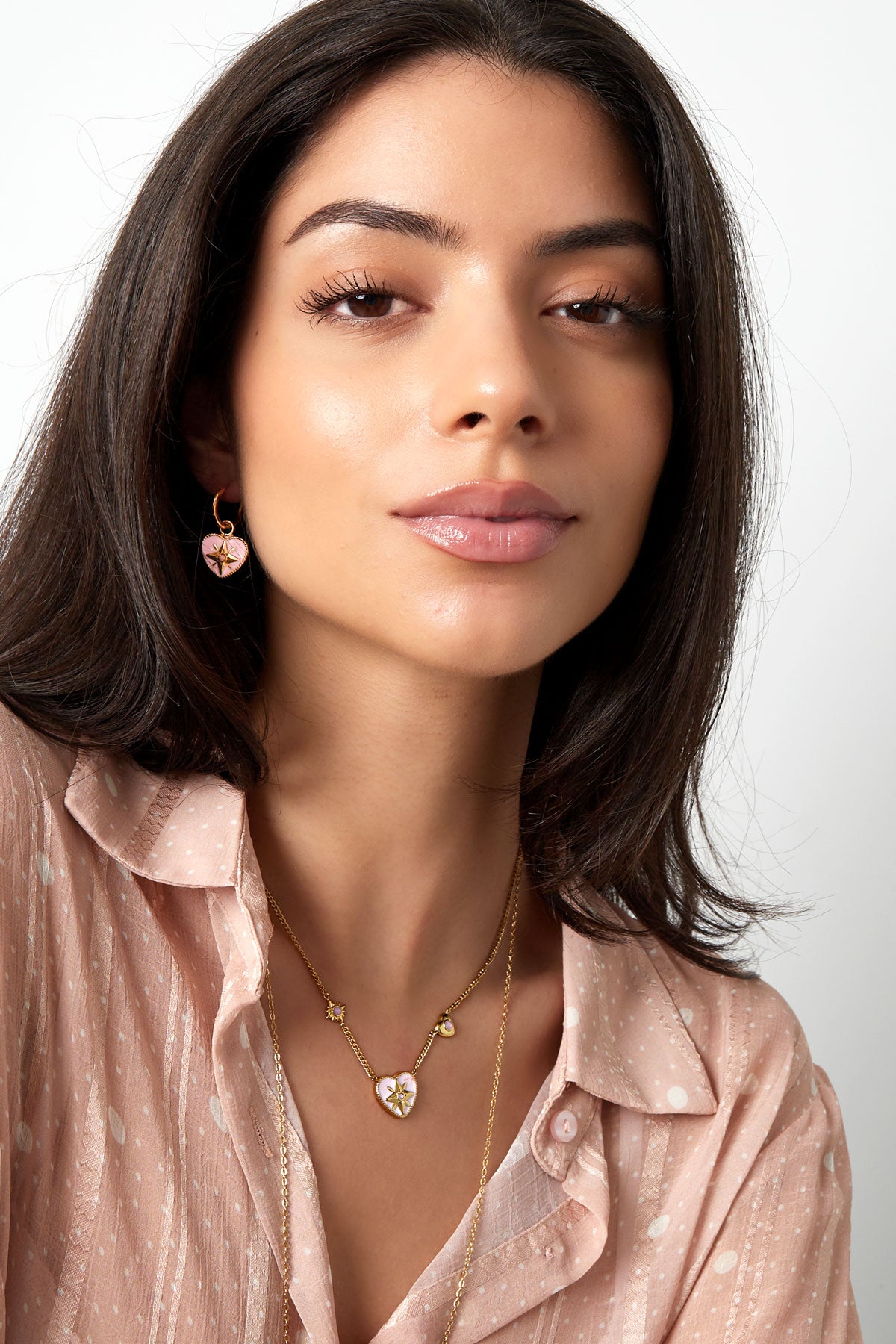 Celestia Charm Necklace – Gold & White Enamel