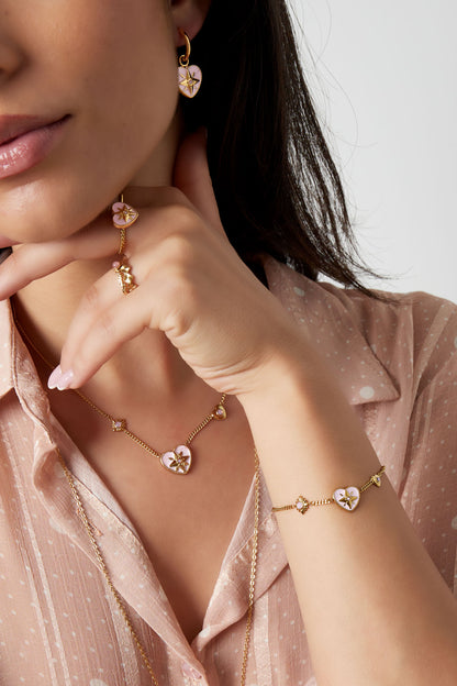 Celestia Charm Bracelet – Gold & White Enamel
