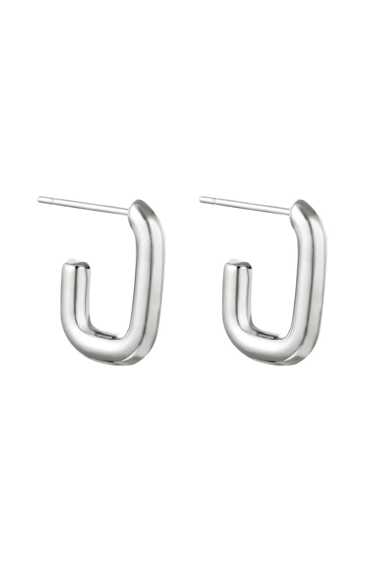 Geo Hoop Earrings - Silver