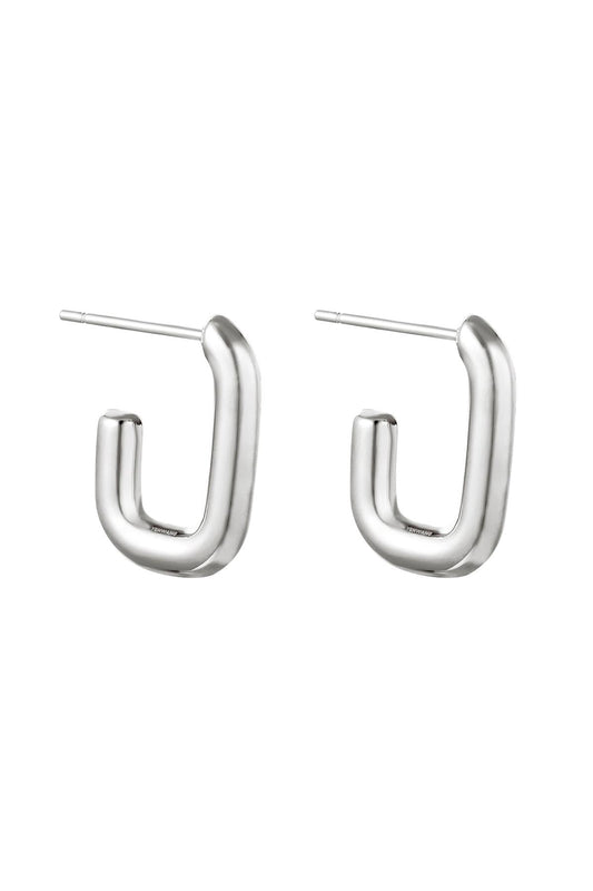 Geo Hoop Earrings - Silver