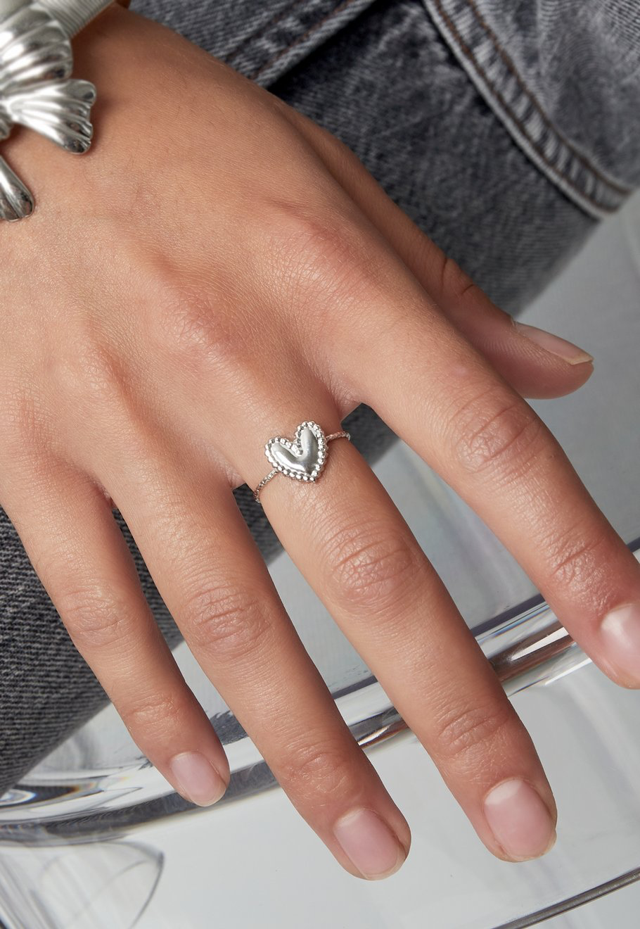 Silver sweetheart ring