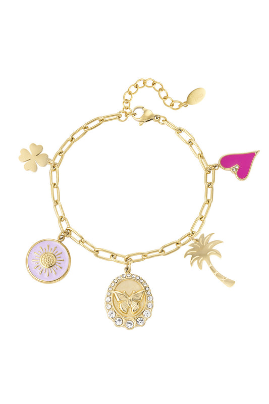 Tropica Charm Bracelet – Gold & Enamel Accents