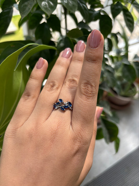 Azure Vine Ring – Sterling Silver & Sapphire Zircon