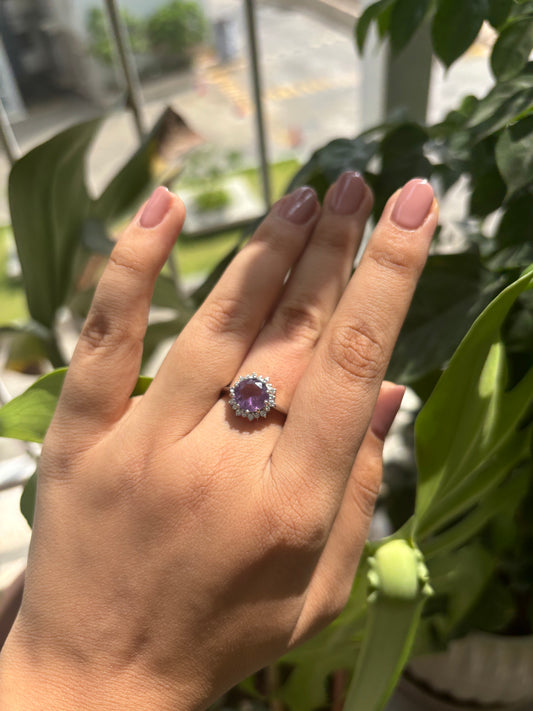 Violet Halo Ring – Sterling Silver & Amethyst