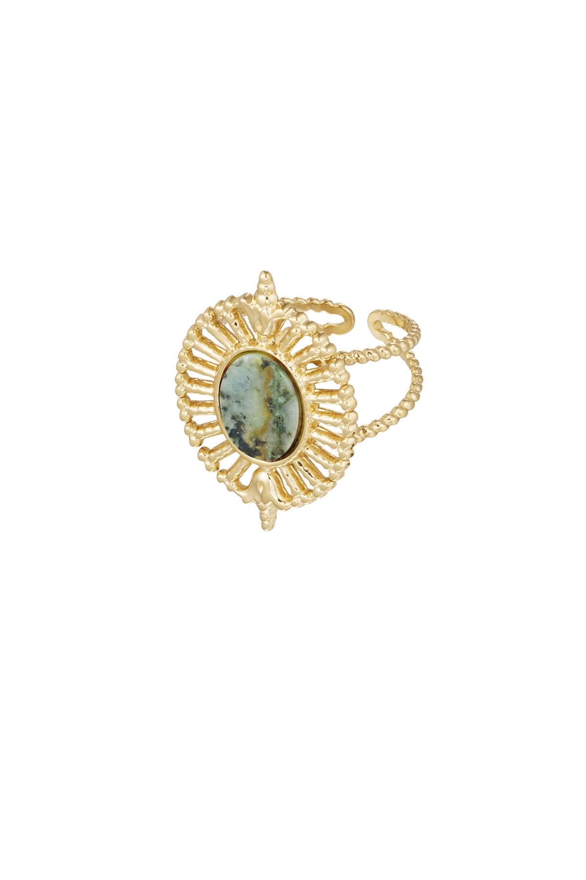 Solara Gemstone Ring – Blue Lapis / Moss Agate