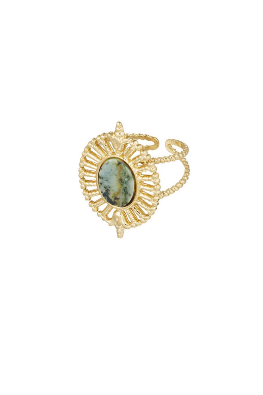 Solara Gemstone Ring – Blue Lapis / Moss Agate