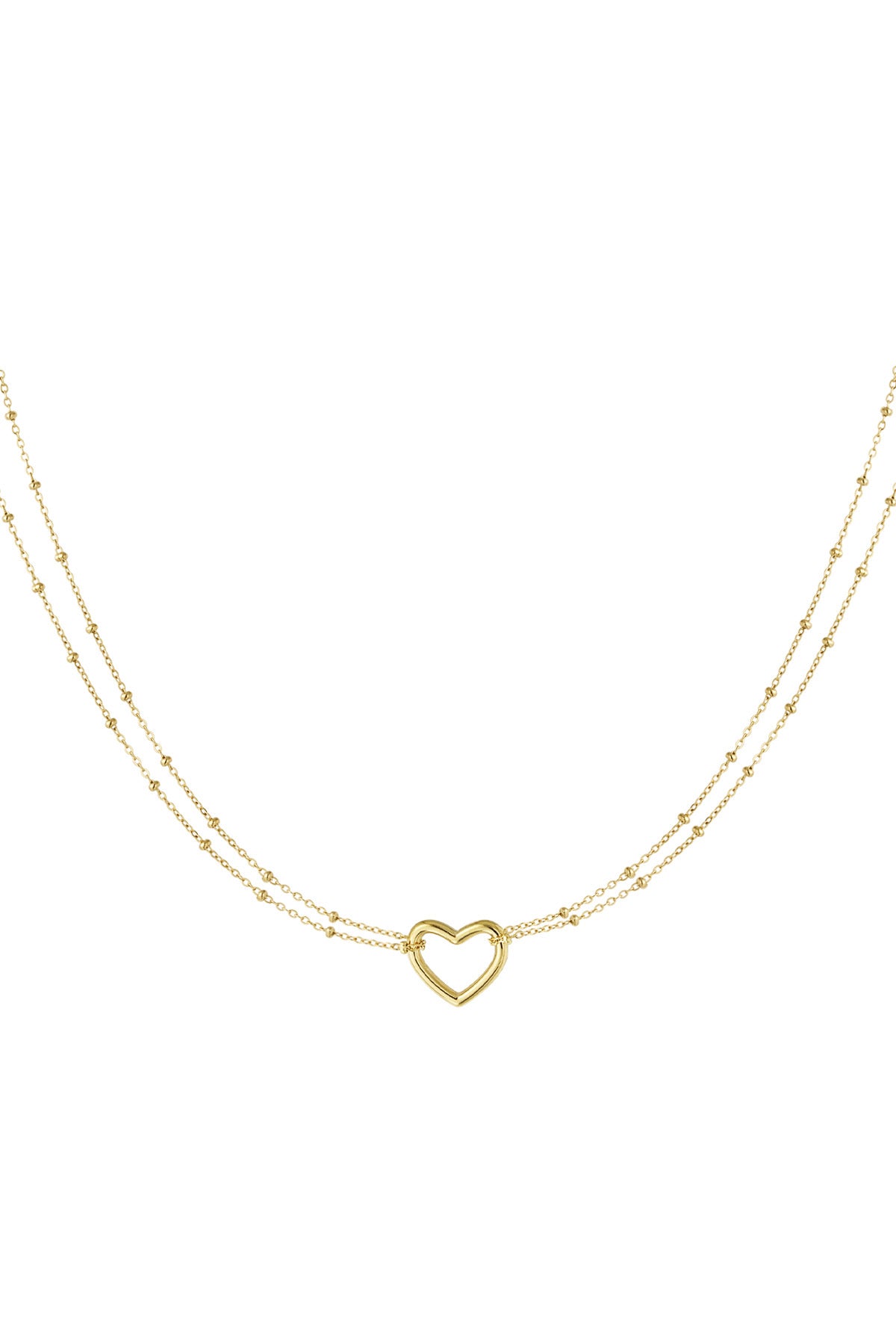 Serene Heart Necklace – Silver Double Chain