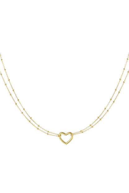 Serene Heart Necklace – Silver Double Chain