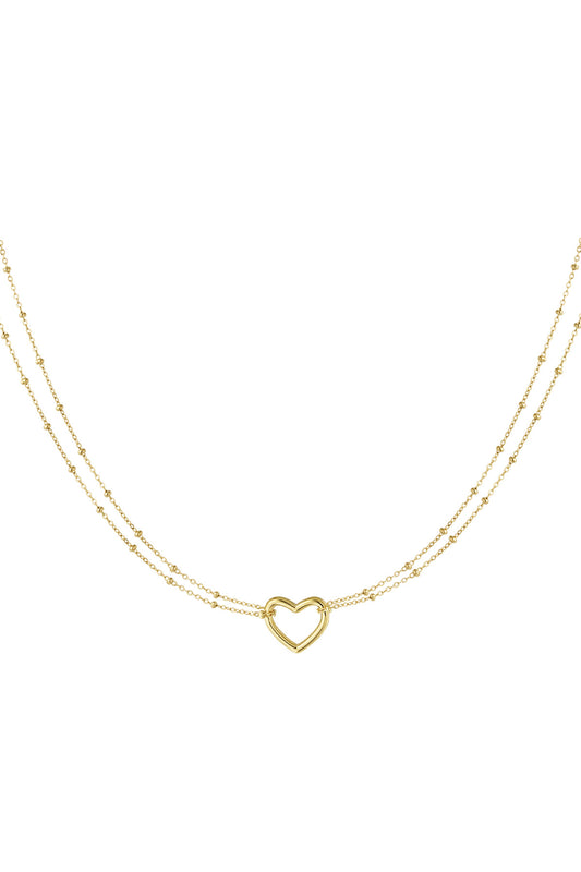 Serene Heart Necklace – Gold Double Chain