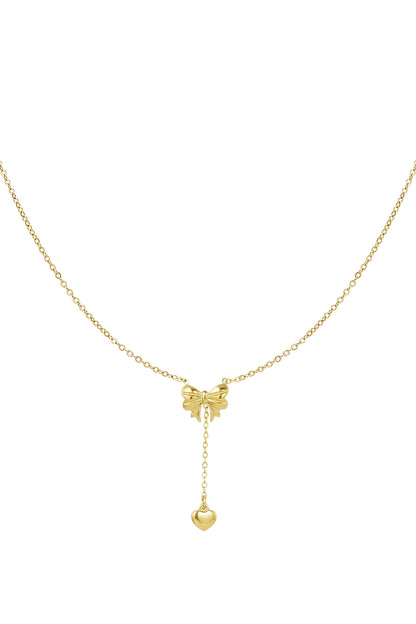 Coquette Charm Necklace – Bow & Heart