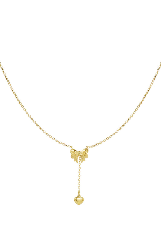 Coquette Charm Necklace – Bow & Heart