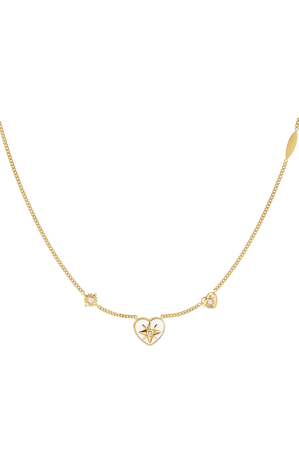 Celestia Charm Necklace – Gold & White Enamel