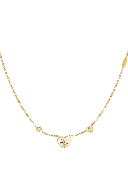 Celestia Charm Necklace – Gold & White Enamel